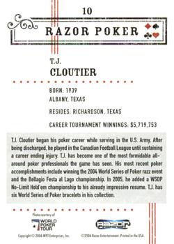 2006 Razor Poker #10 T.J. Cloutier Back